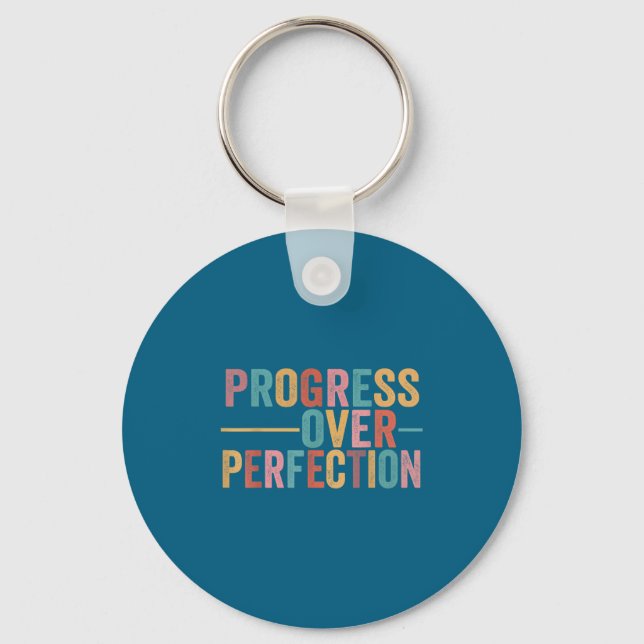 Progress Over Perfection Motivational Teacher Retr Schlüsselanhänger (Vorderseite)