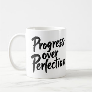 Progress Over Perfection - Motivierend Handschrift Kaffeetasse