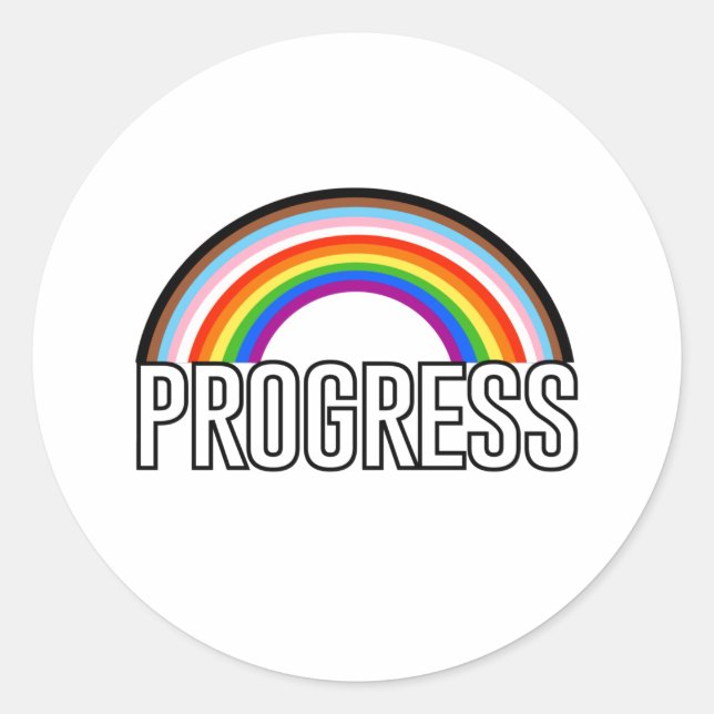 Progress Pride Arc Runder Aufkleber (Vorderseite)