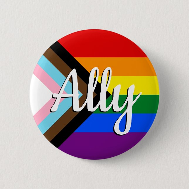 Progress Pride Flag Ally Button (Vorderseite)