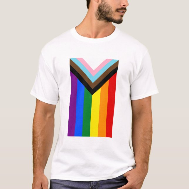 Progress Pride Flag LGBTQ+ T-Shirt (Vorderseite)