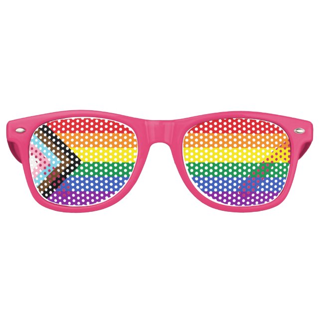 Progress Pride Flag Pink Retro Party Sonnenbrille (Vorderseite)