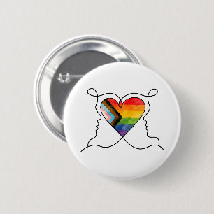 Progress Pride Heart Line Art Button