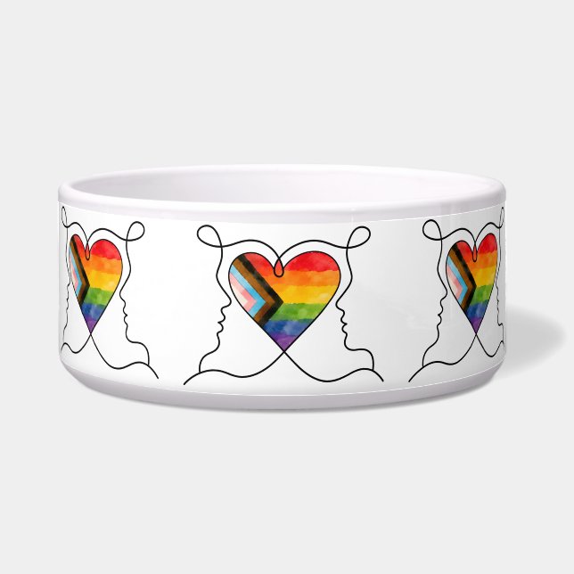 Progress Pride Heart Line Art Napf (Vorderseite)