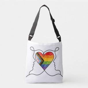 Progress Pride Heart Line Art Tragetaschen Mit Langen Trägern