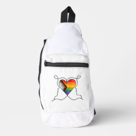 Progress Pride Herz Line Art Crossbody Bag
