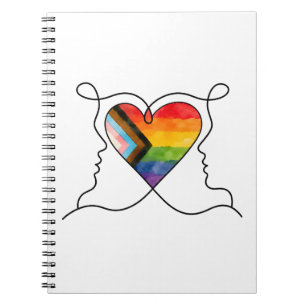 Progress Pride Herz Line Art Notizblock