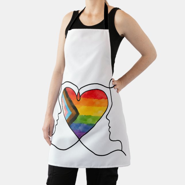 Progress Pride Herz Line Art Schürze (InSitu)