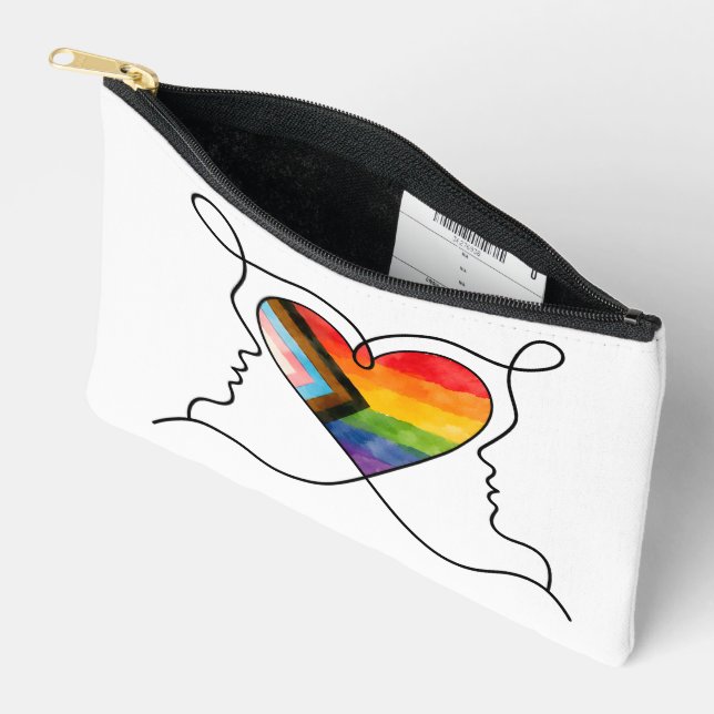Progress Pride Herz Line Art Zubehörtasche (Offen)