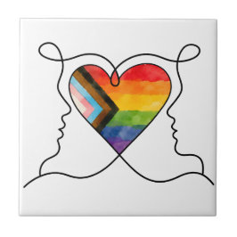 Progress Pride Herz Linienkunst Fliese