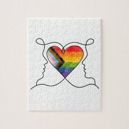 Progress Pride Herz Linienkunst Puzzle