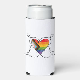 Progress Pride Herz Linienkunst Selters Dosenkühler