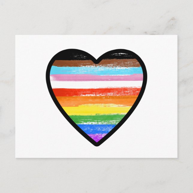 Progress Pride Painted Heart Postkarte (Vorderseite)
