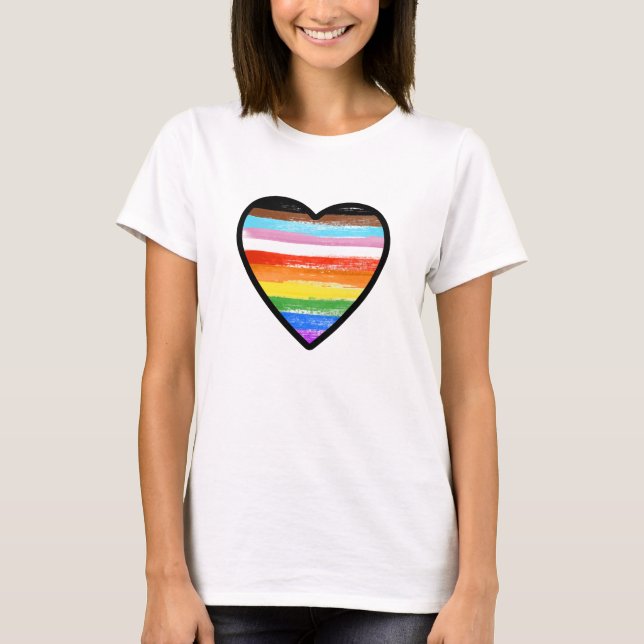 Progress Pride Painted Heart T-Shirt (Vorderseite)