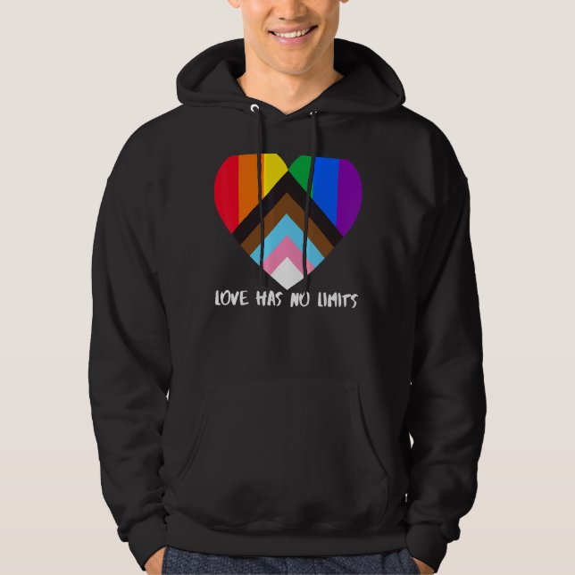 Progress Pride Rainbow Flag Inklusivität Herzlov Hoodie (Vorderseite)