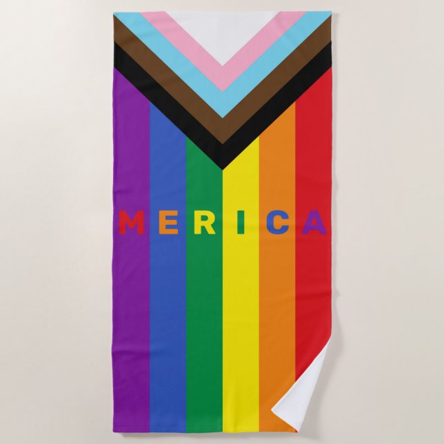 Progress Pride Rainbow Merica Gay America Custom Strandtuch (Vorderseite)
