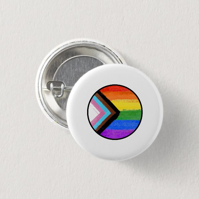 Progress Pride Streifen Bemalter Knopf Button (Vorne & Hinten)