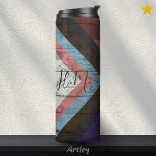 Progress Prilag LGBT-Holzkörner-Individuelle Name Thermosbecher