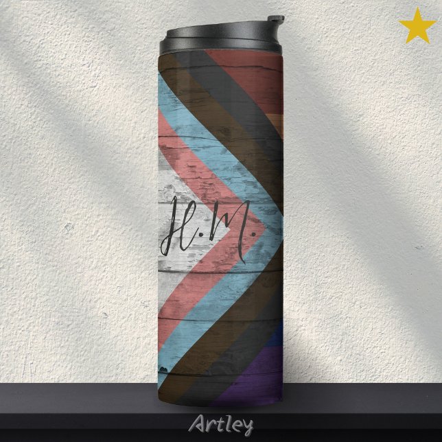Progress Prilag LGBT-Holzkörner-Individuelle Name Thermosbecher (Von Creator hochgeladen)