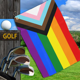 Progress Rainbow Flag Handtuch, Pride Golf / LGBTQ Golfhandtuch