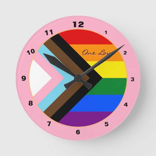 Progress Rainbow Flag Mode, Prix / LGBTQ Runde Wanduhr (Vorderseite)