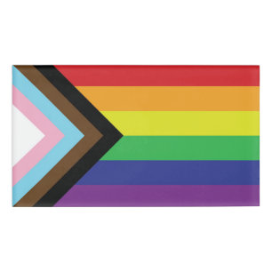 Progressive LGBTQIA-Flagge Namenschild