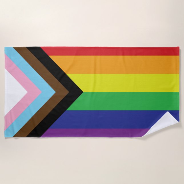 Progressive LGBTQIA-Flagge Strandtuch (Vorderseite)