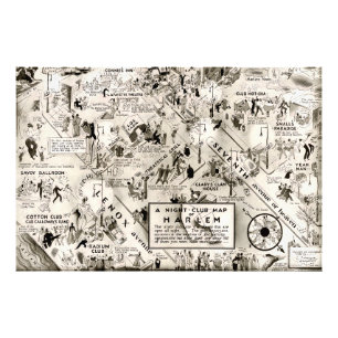 Prohibition Era Harlem, New York Speakeasy Map Fotodruck