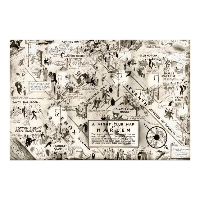 Prohibition Era Harlem, New York Speakeasy Map Fotodruck (Vorne)