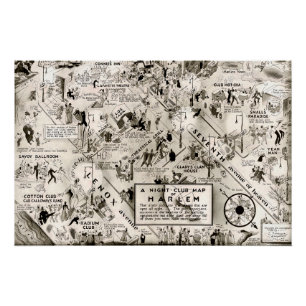 Prohibition Era Harlem, New York Speakeasy Map Poster