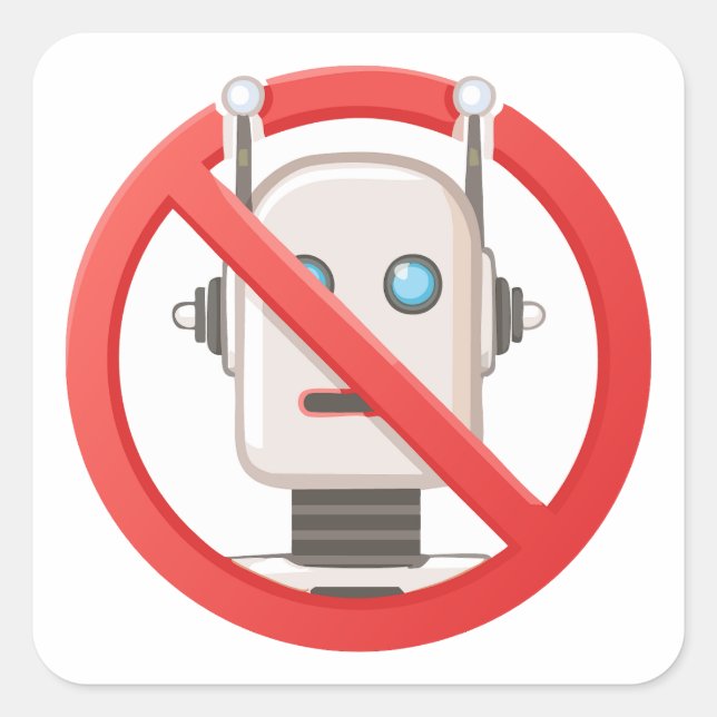 Prohibition sign of using artificial intelligence quadratischer aufkleber (Vorderseite)