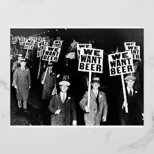 Prohibitions-Bier-Protest 1950er Jahre Vintage-Fot Folien Feiertagspostkarte