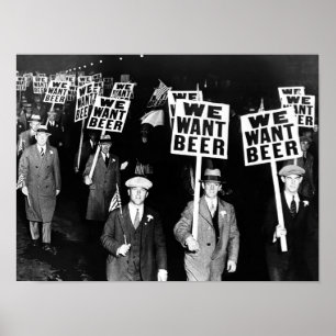Prohibitions-Bier-Protest 1950er Jahre Vintage-Fot Poster