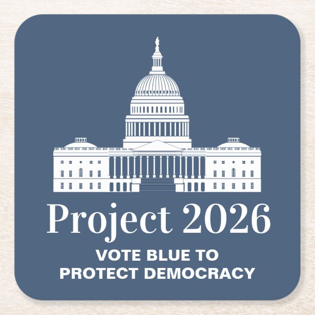 Project 2026 Vote for Democracy Rechteckiger Pappuntersetzer (Vorderseite)