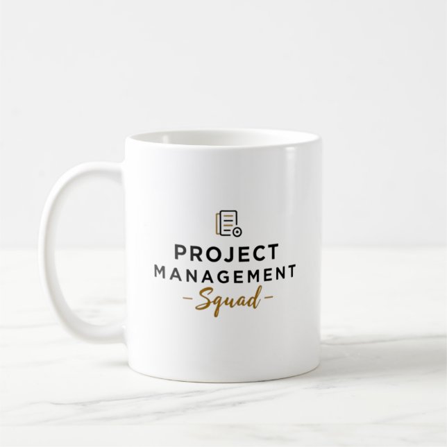 Project Management Squad – Dokumentensymbol Kaffeetasse (Links)