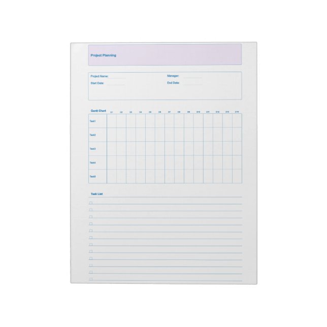 Project Planning Template, Printable Planner Sheet Notizblock (Rotiert)