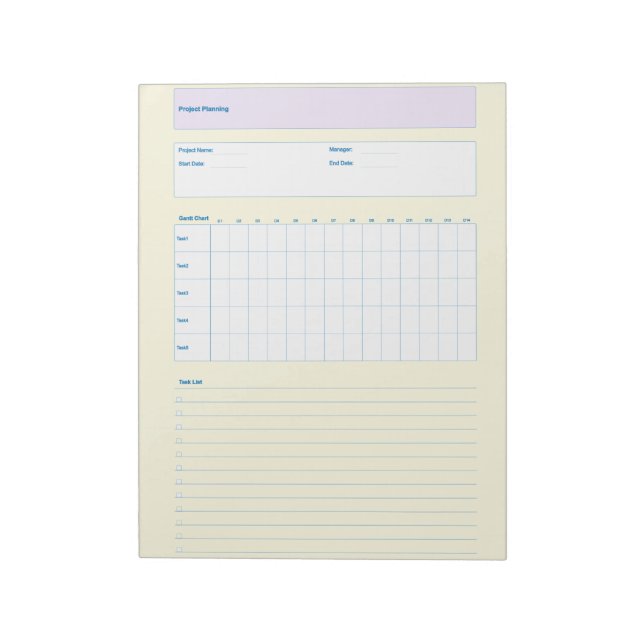 Project Planning Template, Printable Planner Sheet Notizblock (Rotiert)