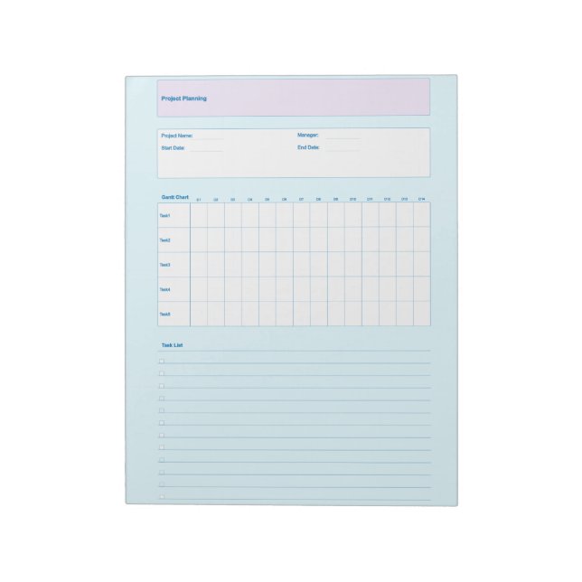 Project Planning Template, Printable Planner Sheet Notizblock (Rotiert)