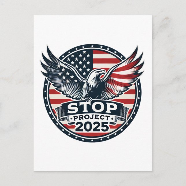 Projekt 2025 beenden - Abstimmung blau - Demokrati Postkarte (Vorderseite)