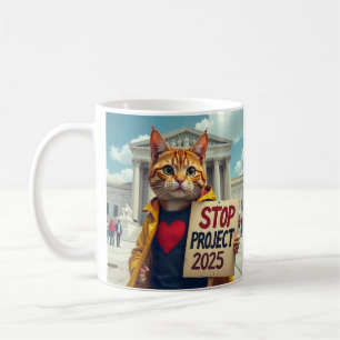 Projekt 2025 Cat Protester AI Art Kaffeetasse