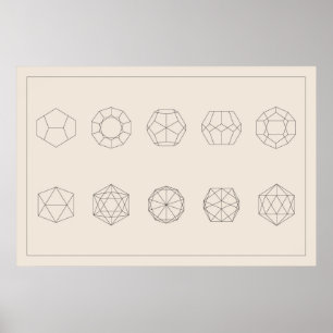 Projektionen von Dodekaedorn und Icosahedron Poster
