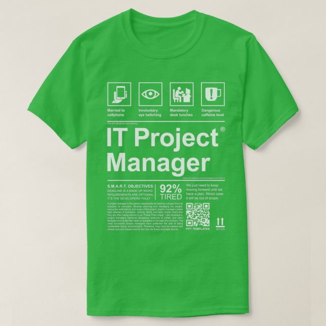 PROJEKTMANAGER-ETIKETT T-Shirt (Design vorne)