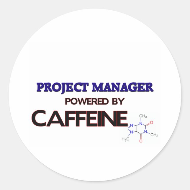 Projektmanager mit Koffein Runder Aufkleber (Vorderseite)