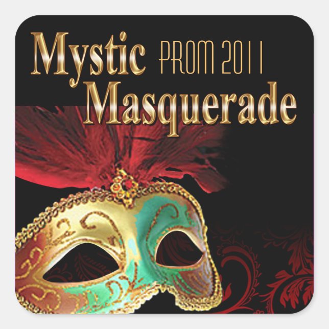 Prom 2011 Mystic Masquerade Party Quadratischer Aufkleber (Vorderseite)