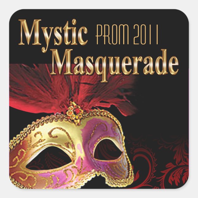 Prom 2011 Mystic Masquerade Party Quadratischer Aufkleber (Vorderseite)