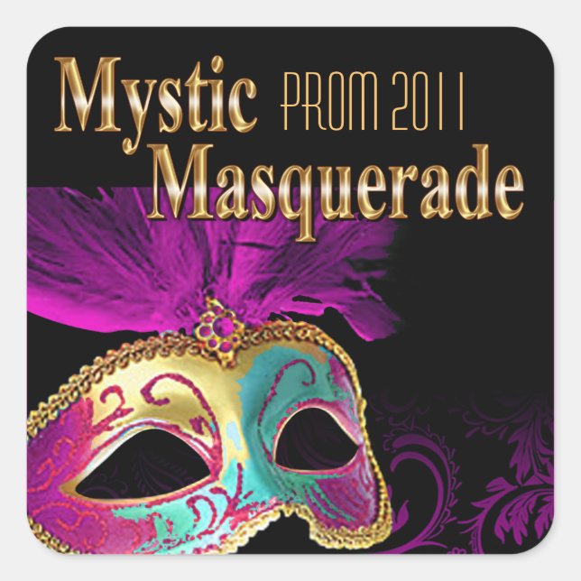 Prom 2011 Mystic Masquerade Party Quadratischer Aufkleber (Vorderseite)