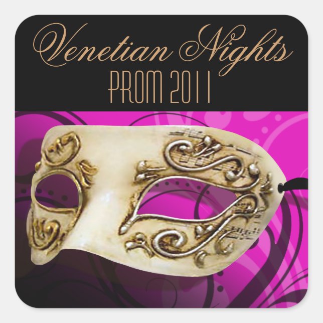 Prom 2011 Venezianische Nächte Masquerade Party Quadratischer Aufkleber (Vorderseite)