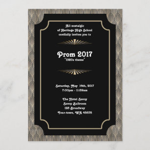 Prom mit Thema, schwarz und gold, großartig Gatsby Einladung