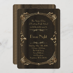 Prom Night Empire Stil, Meliertes Gold, Schwarz Einladung