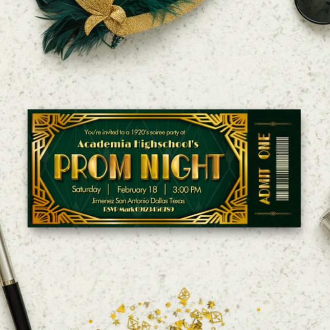Prom Night - Gatsby Invitation Ticket Invitation Einladung (Prom Night - Gatsby Invitation Ticket Invitation)